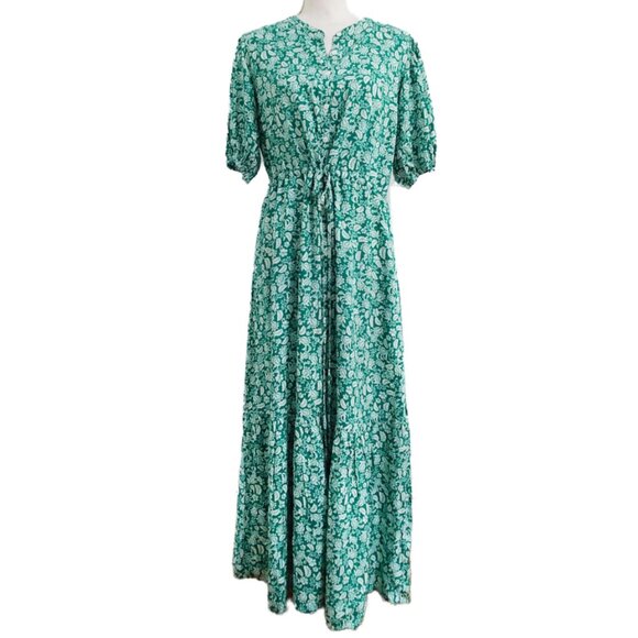 NWT: Tuckernuck Hyacinth House Frannie Dress Green Micro Floral - Picture 3 of 12